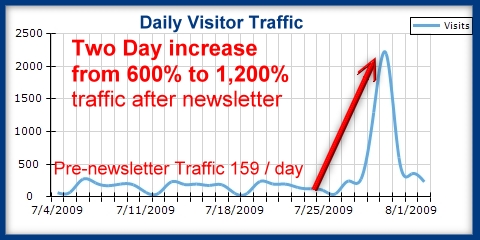 Daily web site traffic increase by Patient Newsletter